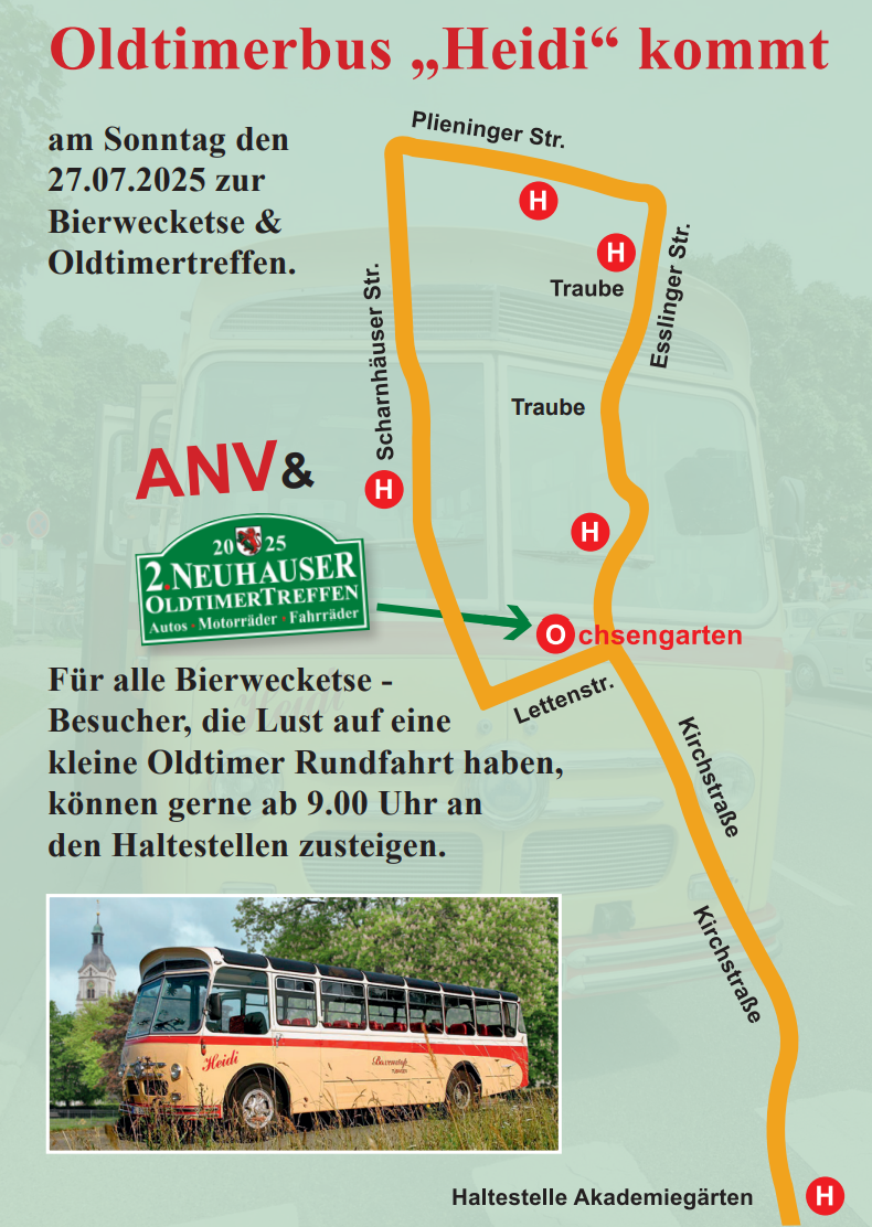 Oldtimerbus „Heidi“ kommt zur Bierwecketse